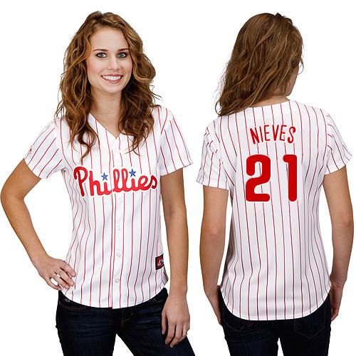 Wil Nieves #21 mlb Jersey-Philadelphia Phillies Women's Authentic Home White Cool Base Baseball Jersey